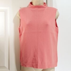 I.B. Diffusion 100% Cotton Knit Top Pink  Sleeveless Mockneck Made in Au…